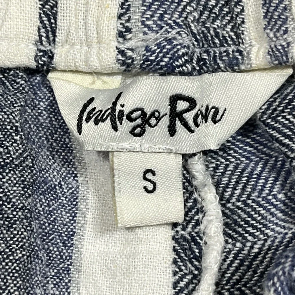 Indigo Rein Fisherman Nautical Striped Wide Leg Linen Pants Coastal Womens Small